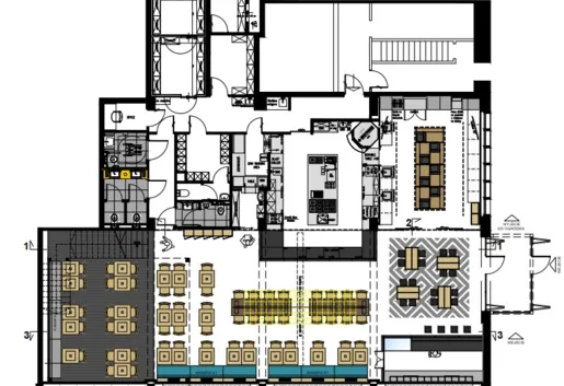 Kuchnia Żoliborz Warszawa rzut przestrzeni eventowej